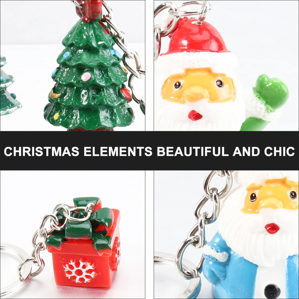 8Pcs Christmas Key Chain Key Ring Pendant Party Gifts Accessory (Random Color)