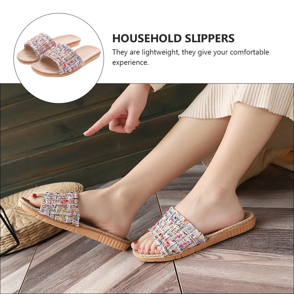 1 Pair of Home Slippers Female Floor Slippers Comfortable Woman Footwear (White)