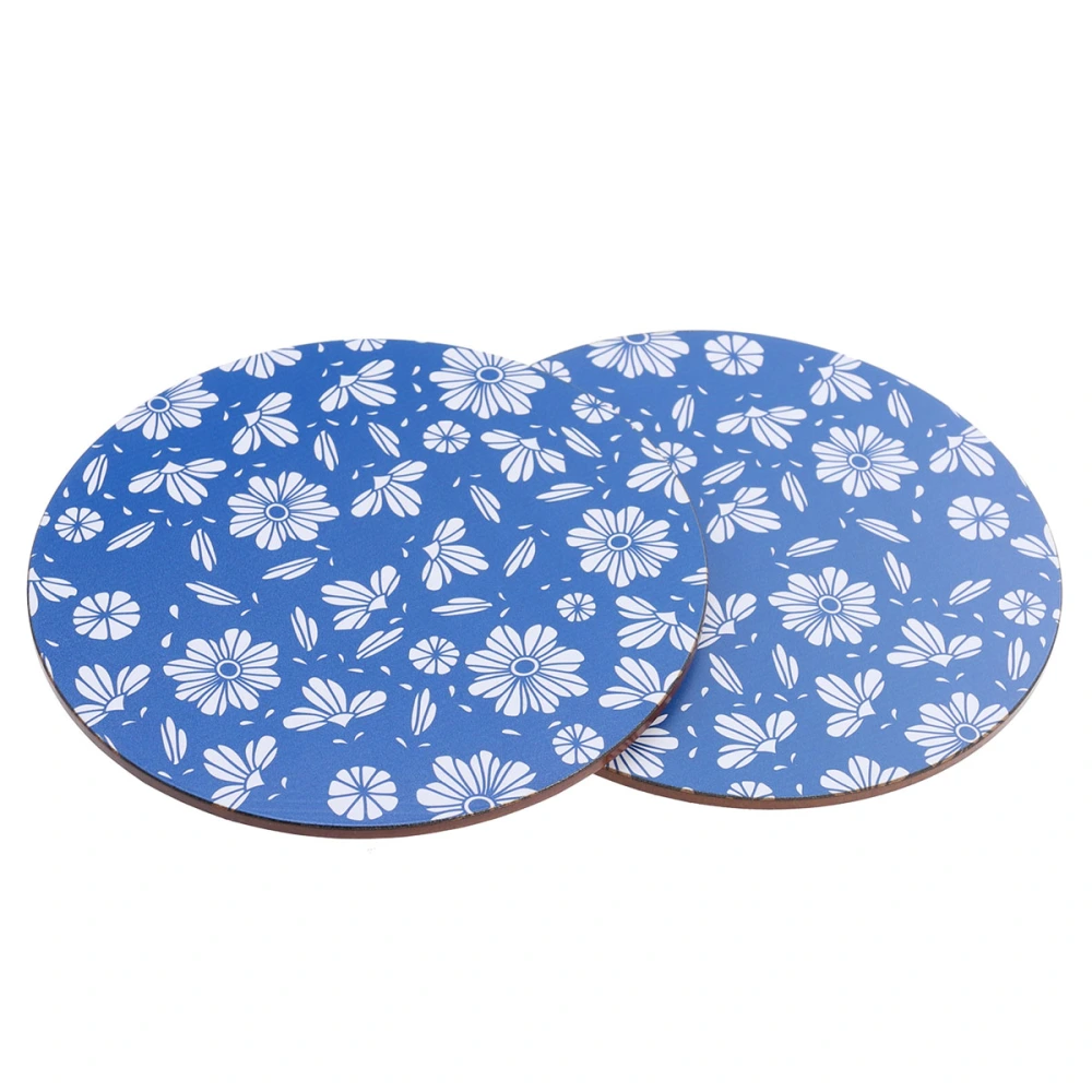 2 Pcs 16CM Creative Round Cork Cup Coasters Non-slip Flower Pattern Potholder Insulation Mats Pads Home Decor(Butterflies in Love with Flowers)