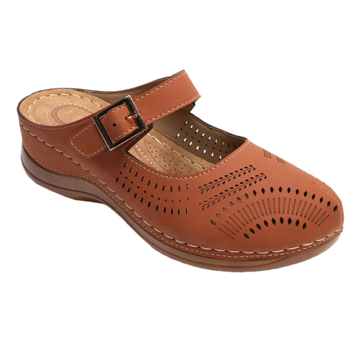 1 Pair of Vintage Wedge Sandals Comfortable Slipper Casual Heel Slipper Footwear Supplies Brown Size 41 EU40,US8.5,UK6