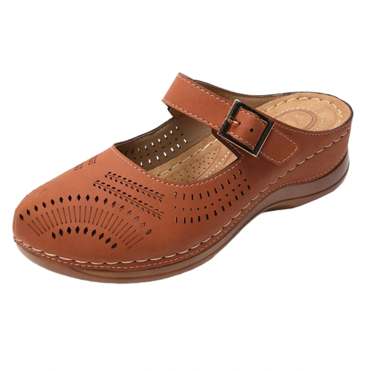 1 Pair of Vintage Wedge Sandals Comfortable Slipper Casual Heel Slipper Footwear Supplies Brown Size 41 EU40,US8.5,UK6