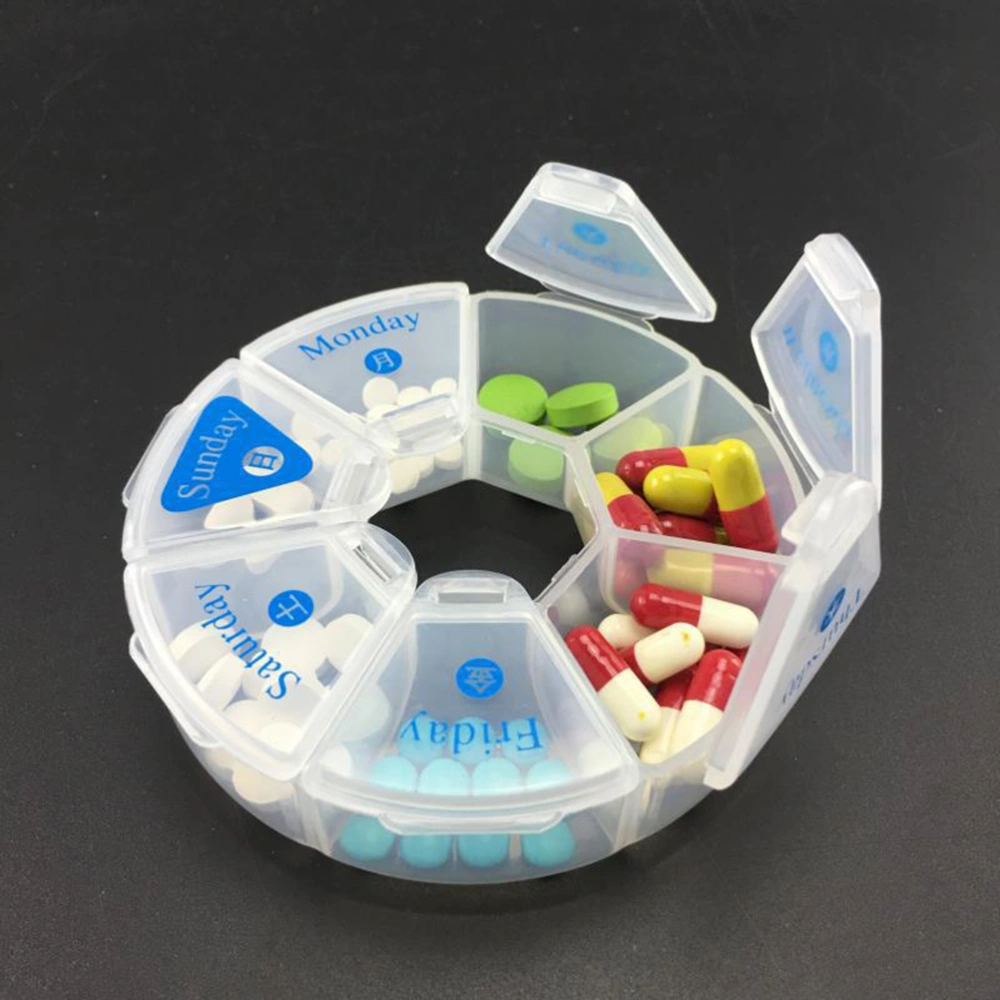 2PCS Weekly Medicine Containers Portable Pill Cases Round Medicine Box Storage Case for Home Drugstore