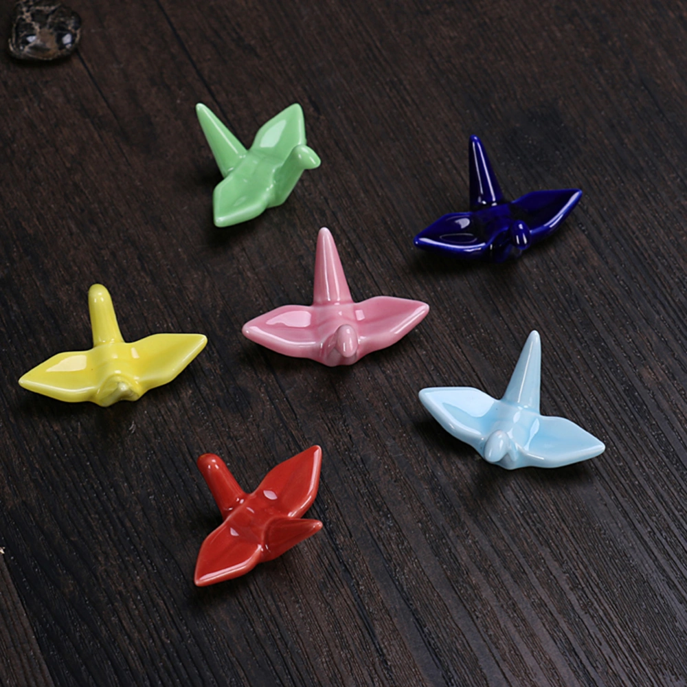 12 Pcs Lovely Paper Crane Shape Ceramic Rack Chopsticks Rest Pillow Holder Household Hotel Tableware Decoration for Banquet Dining (Green)