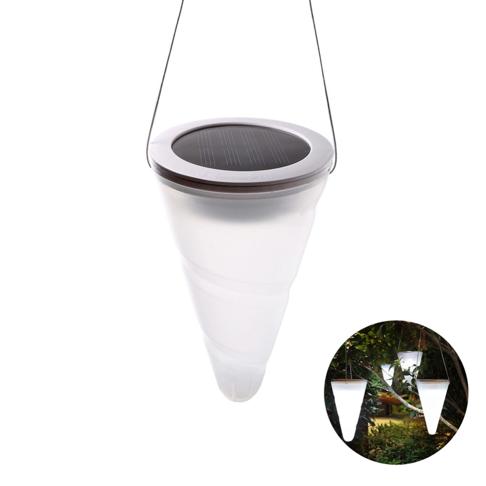 Outdoor Hanging Solar Garden Lights Cornet Shaped Waterproof Hanging Light for Garden Stree and Festival Ornaments (White Light)