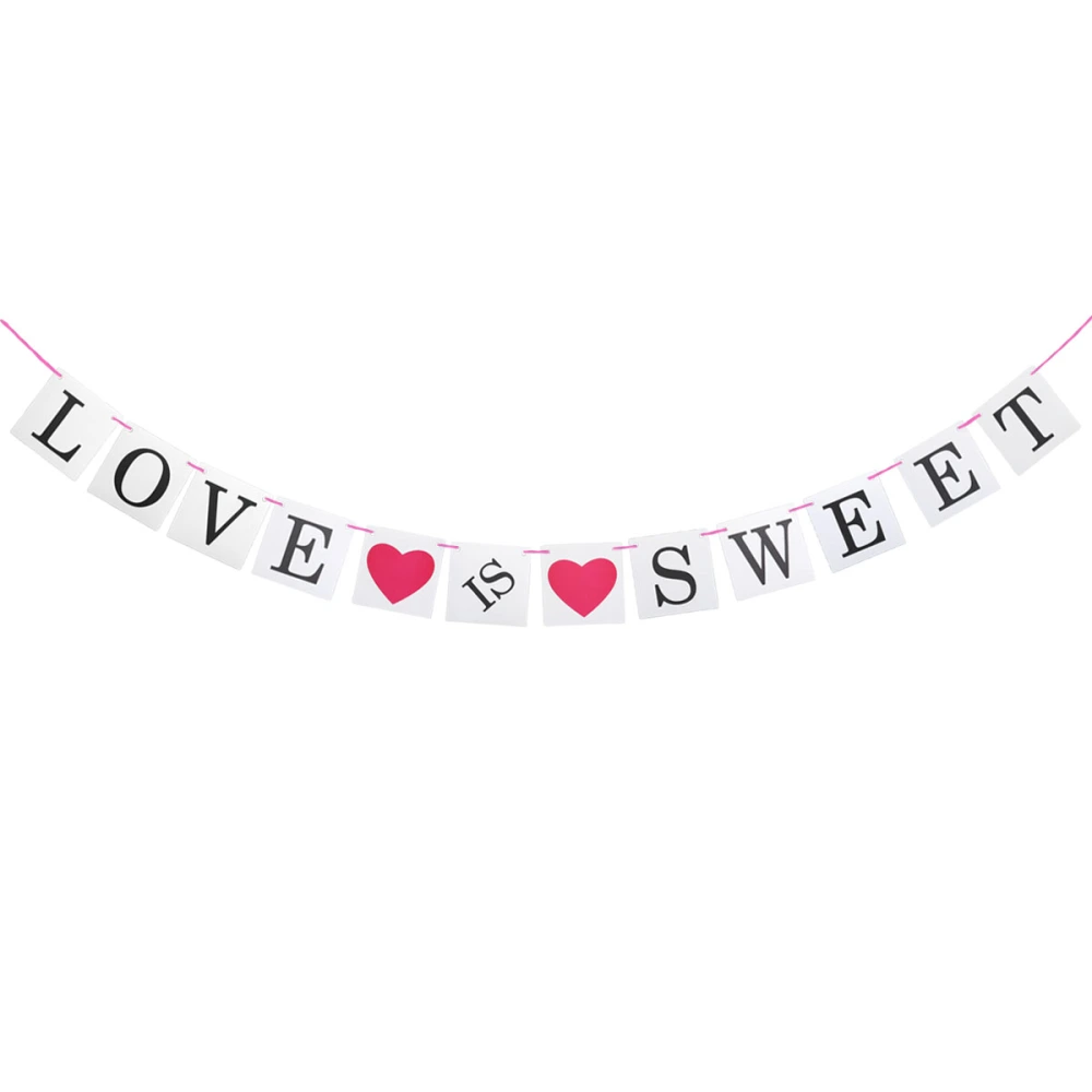 3M LOVE IS SWEET Bunting Banner with Heart Decorative Paper Banner Hanging Garland Wedding Party Supplies