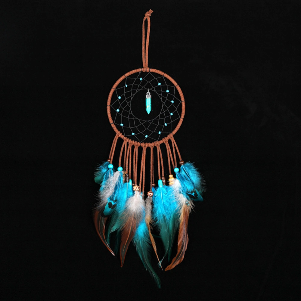 Dreamy Dream Catcher Pendant Feather Decorative Wind Chime Gift Hanging Ornament for Bedroom Living Room (Twining Lamp)