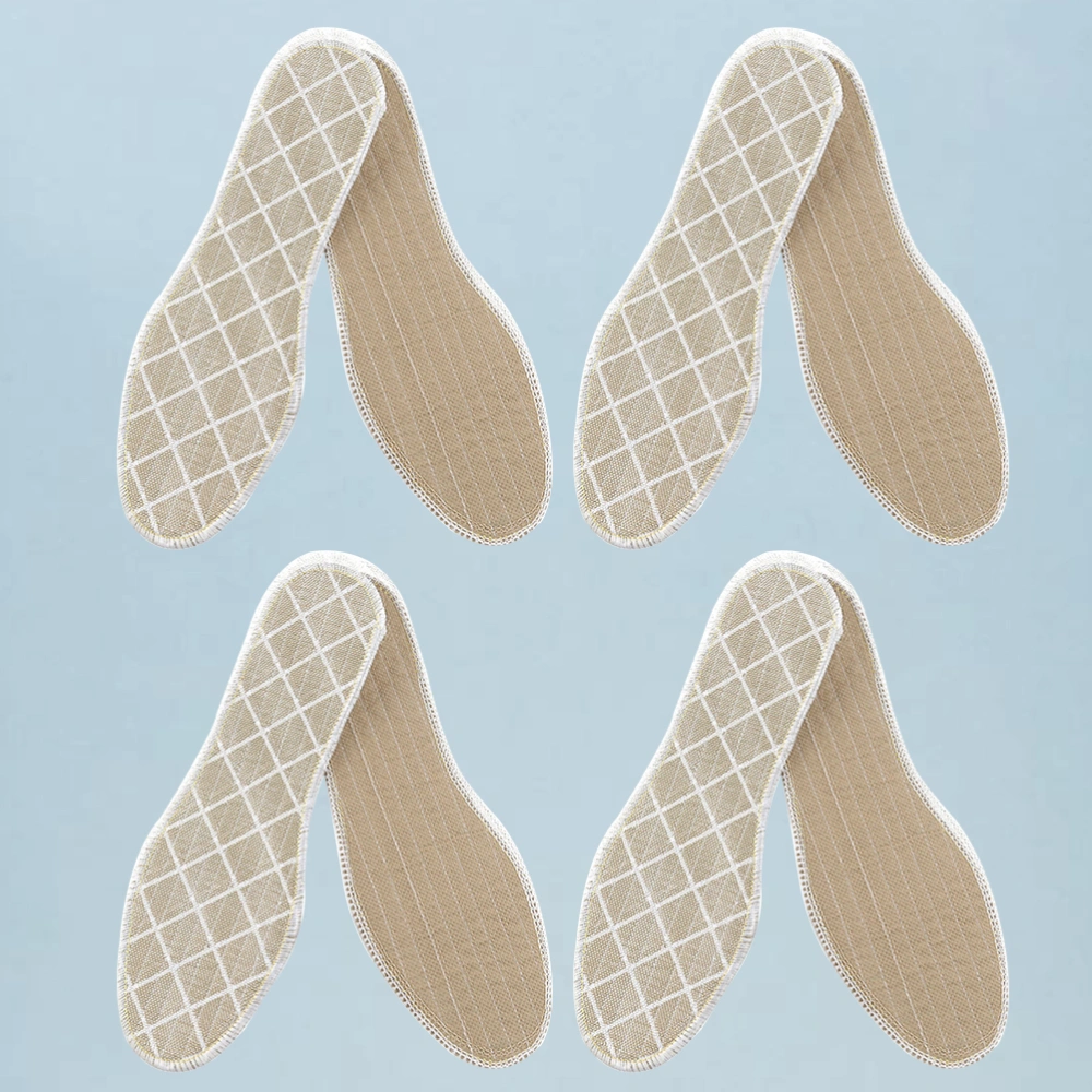 4 Pairs of Linen Insoles Bamboo Charcoal Deodorization Breathable Sports Insoles - Size 36