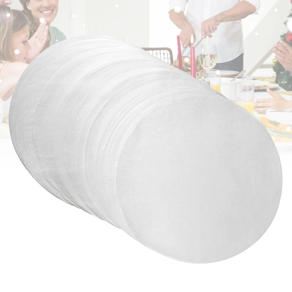 50pcs Barbecue Paper Non Stick Round BBQ Paper Kitchen Baking Paper Liners Supplies for Home Restaurant Daily Use (White, Diameter in 30cm)