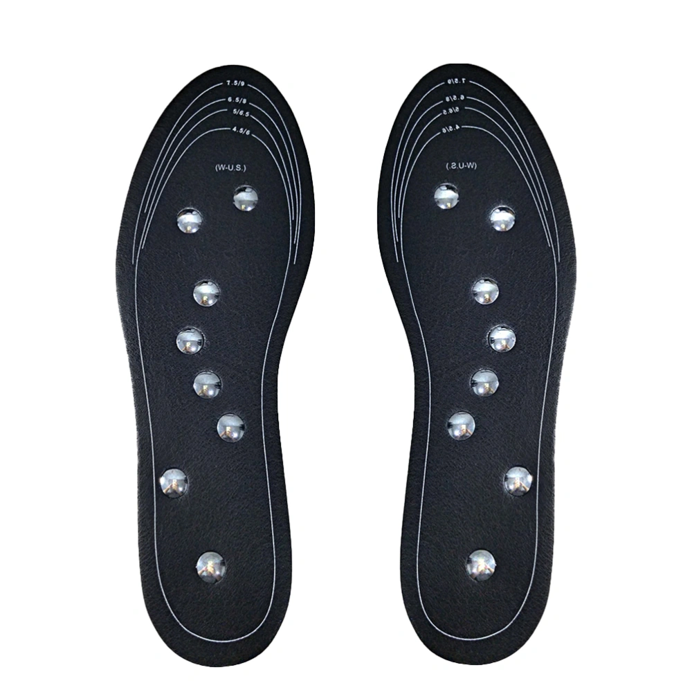 1 Pair of Insoles Magnet Therapy Leather Insoles Shoe Cushion for Men Women - Size L