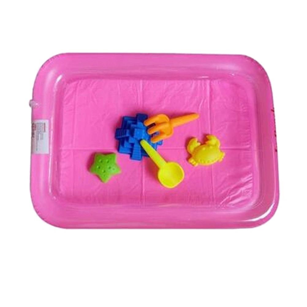 Kids Beach Sandbox Play Sand Inflatable Sand Toy Tray for Children's Education (Pink)