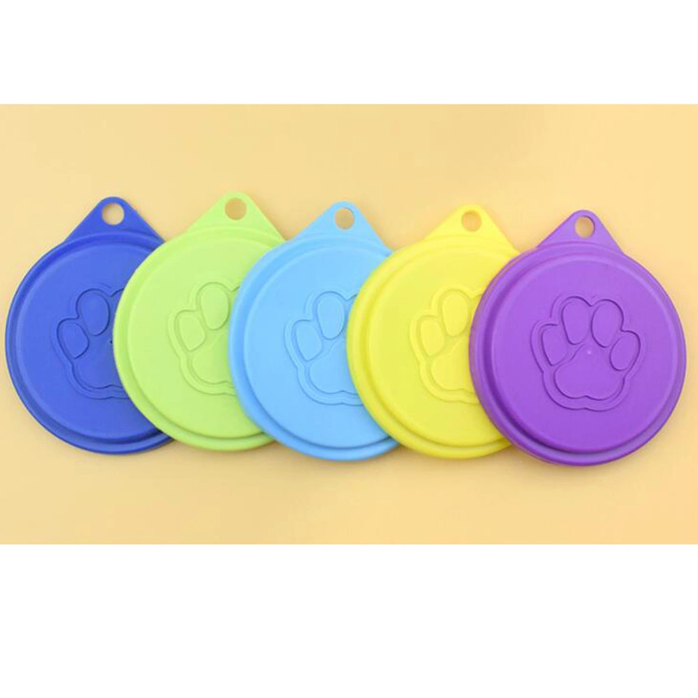 6PCS Silicone Pet Can Covers Double-layer Cartoon Universal Dog Cat Tin Lids Reusable Storage (Random Color)