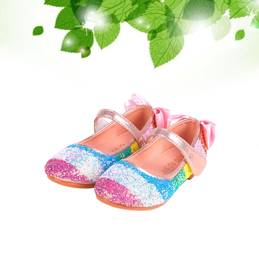 1 Pair of Fashion Sequin Shoes Shiny Dance Shoes Sole Shoe Round Head Shoes for Kids Children Size 35