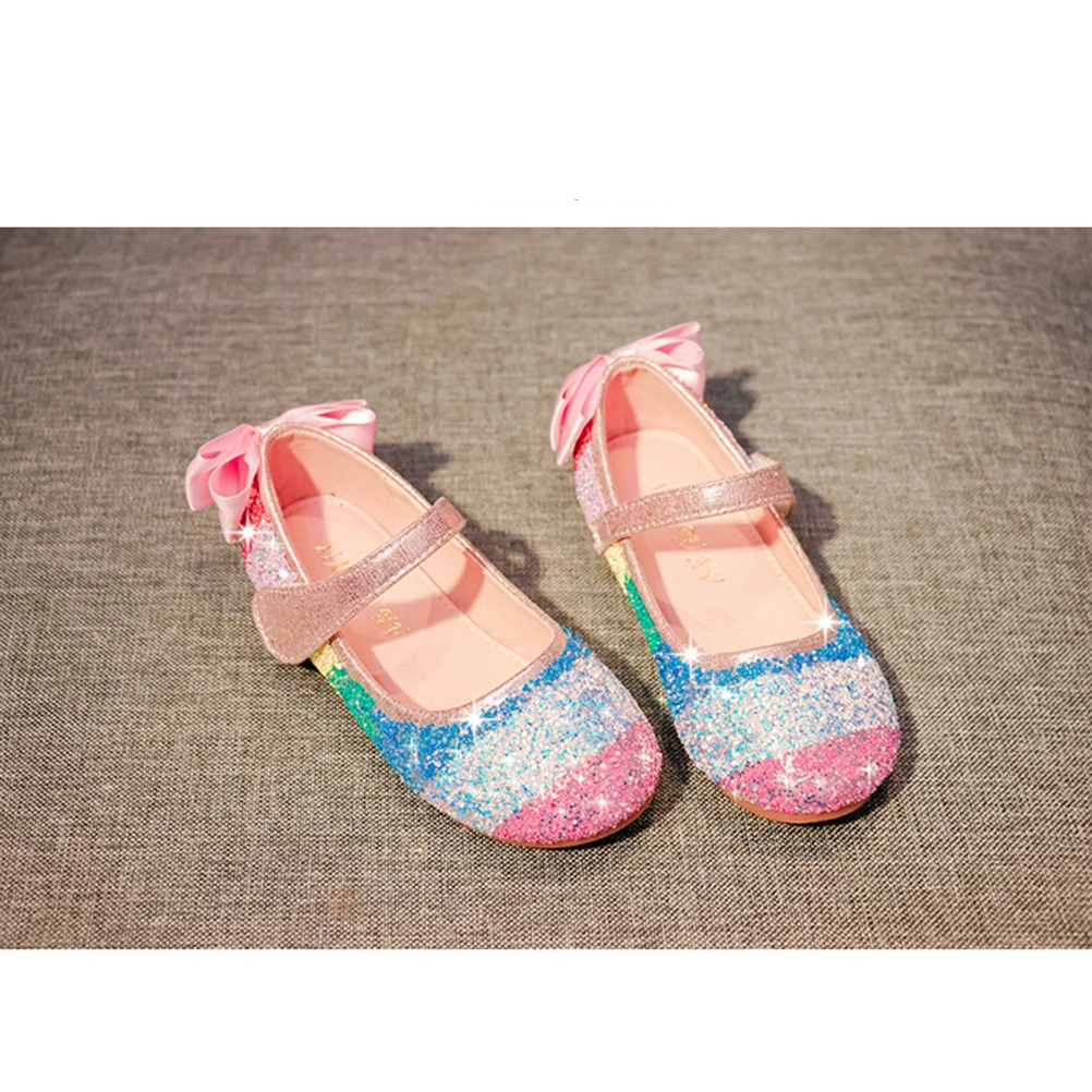 1 Pair of Fashion Sequin Shoes Shiny Dance Shoes Sole Shoe Round Head Shoes for Kids Children Size 35