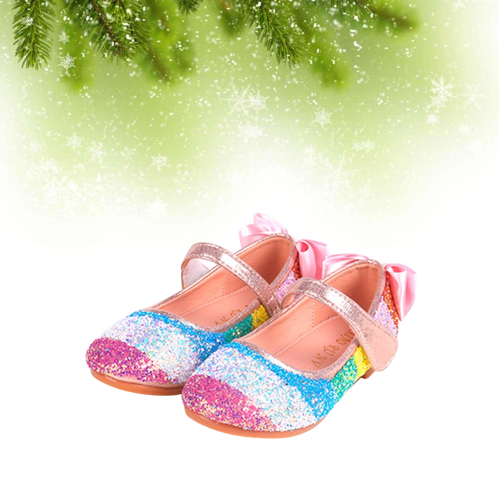 1 Pair of Fashion Sequin Shoes Shiny Dance Shoes Sole Shoe Round Head Shoes for Kids Children Size 35