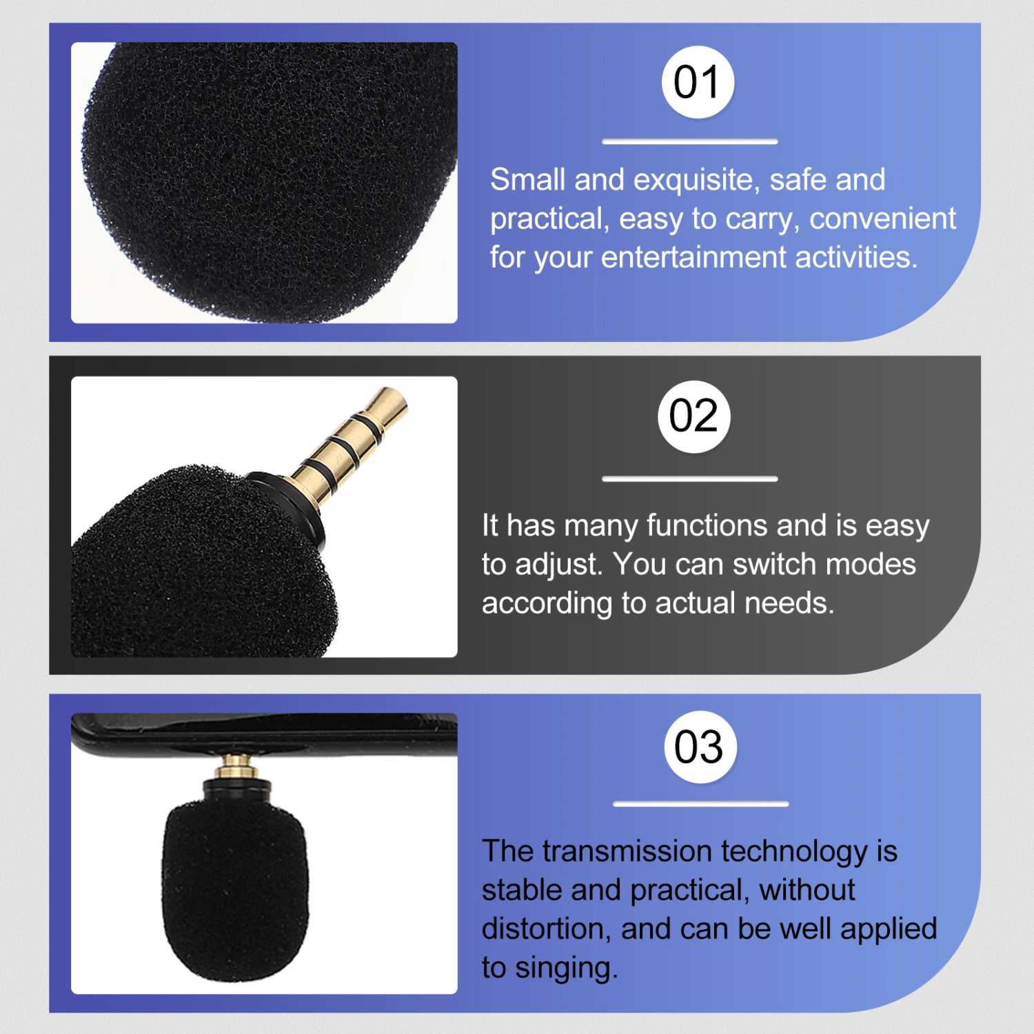 Recording Microphone 3.5mm 4-pole Singing Microphone Plug-in Mini Microphone