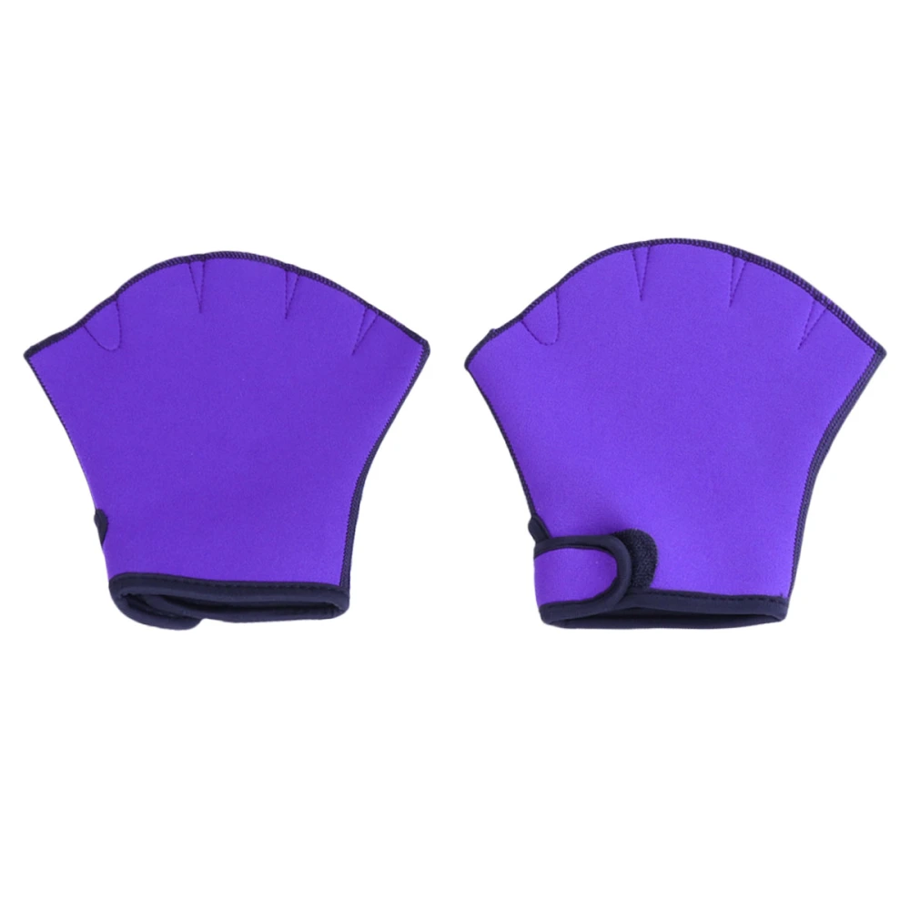 1 Pair Swimming Gloves Half Finger Gloves Webbed Aquatic Fit Traning Gloves Paddle Diving Gloves (Purple, Size L)