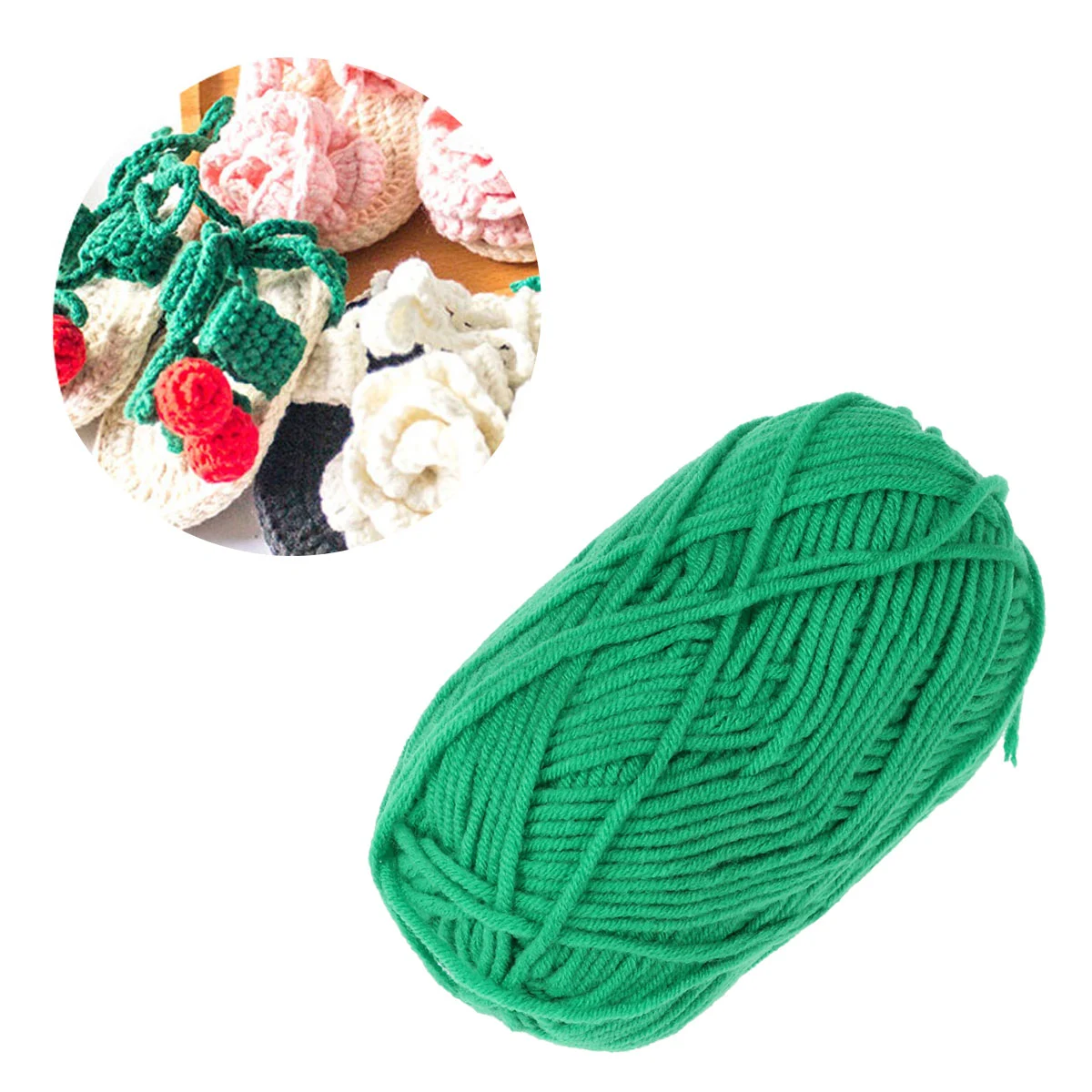 50g Milk Cotton Yarn Cotton Chunky Hand-woven Crochet Knitting Wool Yarn Warm Yarn for Sweaters Hats Scarves DIY (Fruit Green)