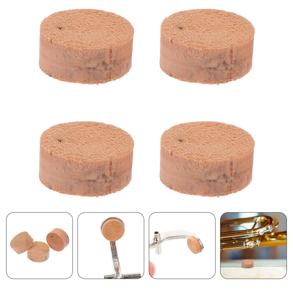 4Pcs Wood Trombone Spit Pads Trombone Water Key Cork Pads Replacement Parts (Khaki)