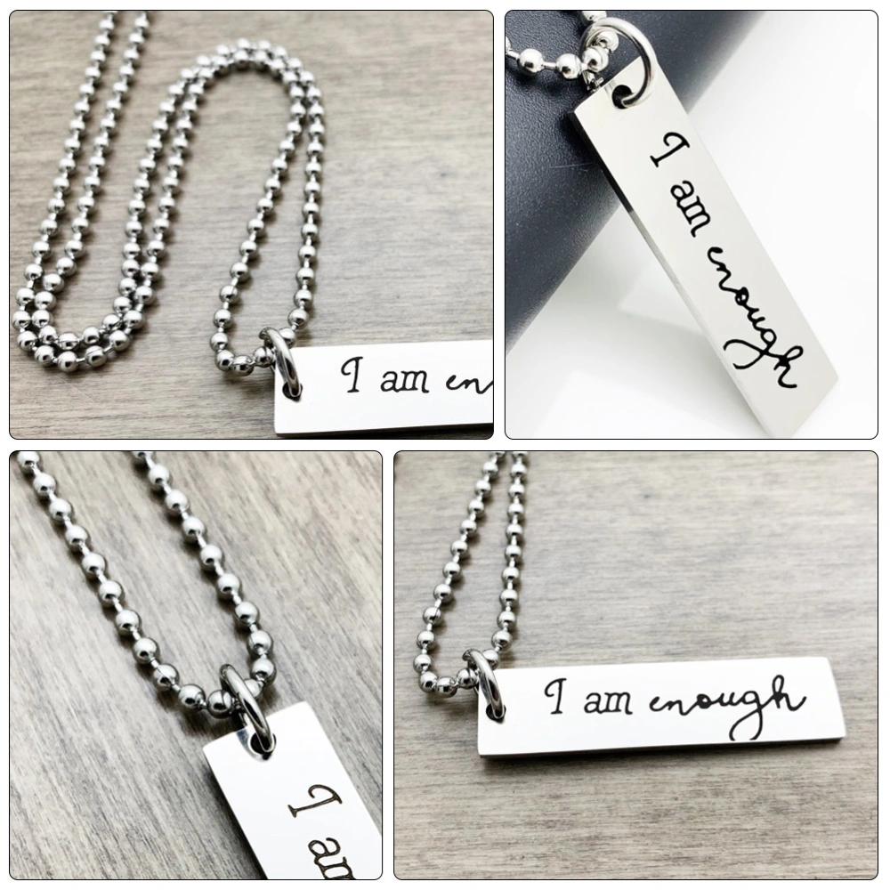 1Pc Personalized Sentence Necklace Couples Neck Jewelry Creative Pendant(Silver)