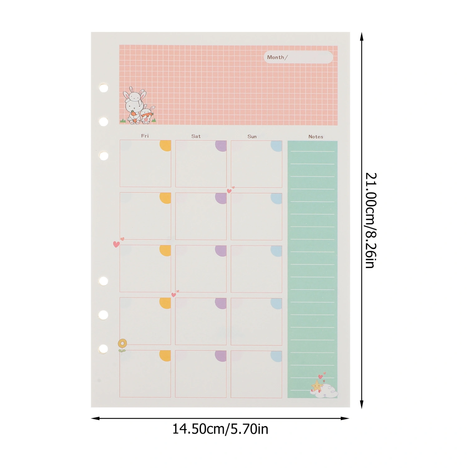 3Pcs Planner Papers Loose Leaf Papers Useful Punched Filler Papers for Home School