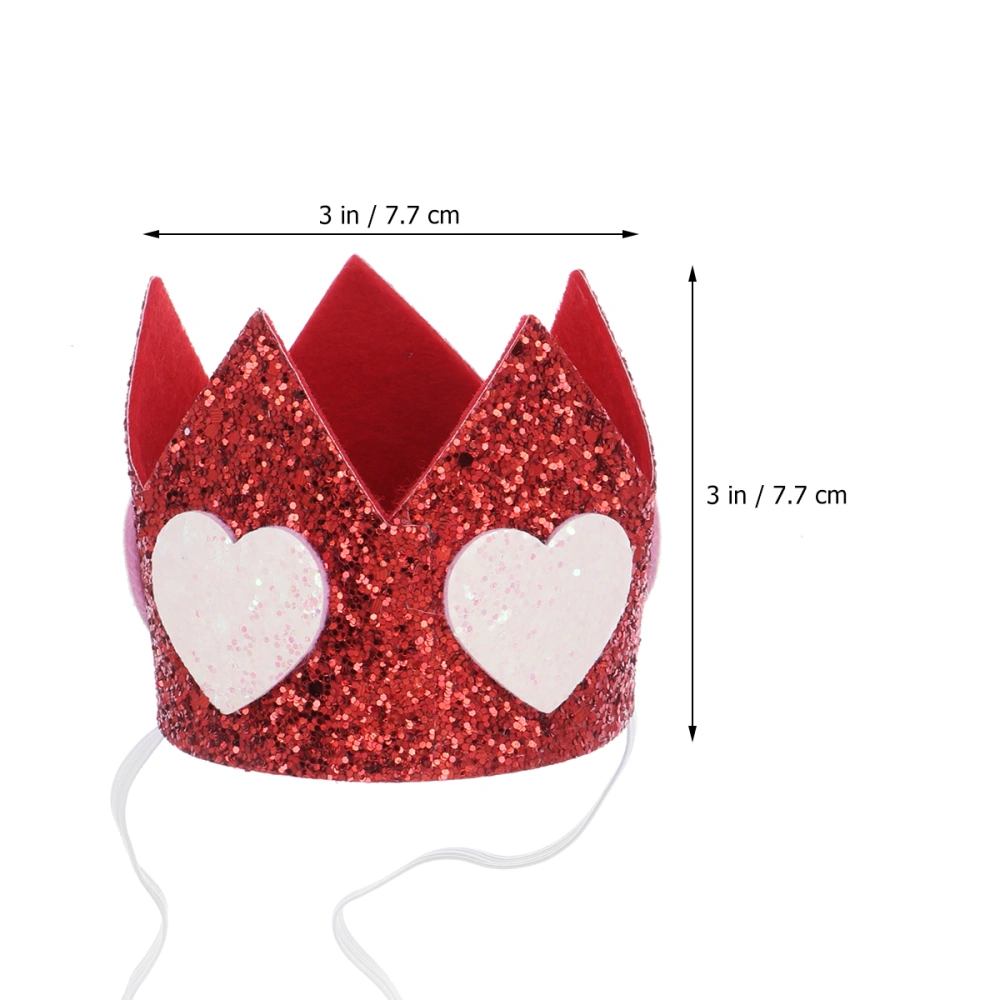 1PC Kids Hair Band 3D Crown with Heart Pattern Headband Children Birthday Party Headwear (Red)