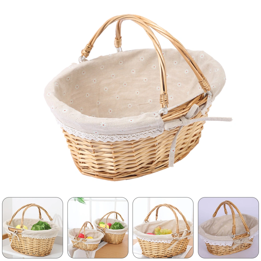 Willow Woven Storage Basket Flower Girls Basket Handheld Wedding Basket