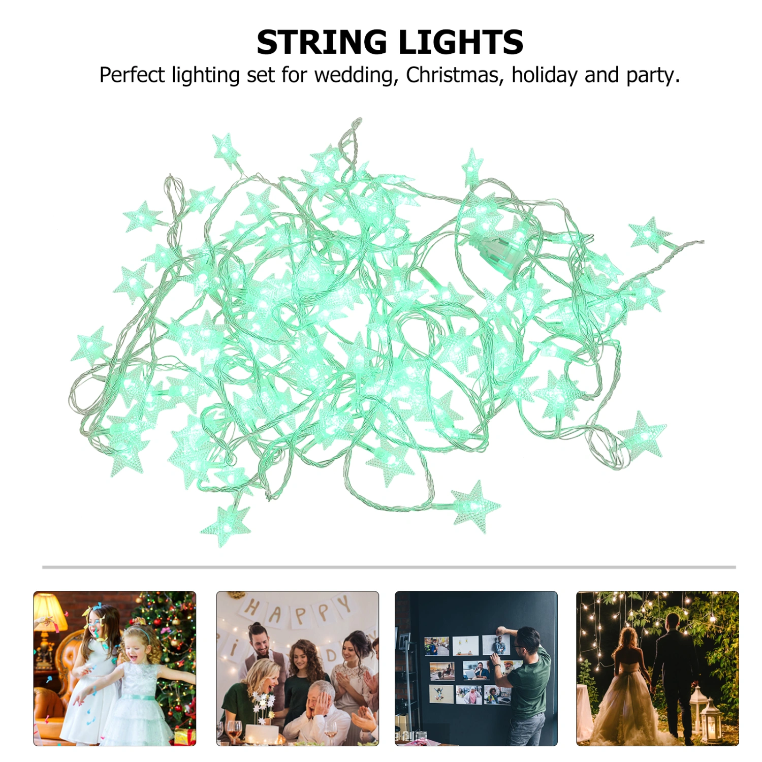 1pc Transparent String Lights Star String Lights String Lights (EU Plug)