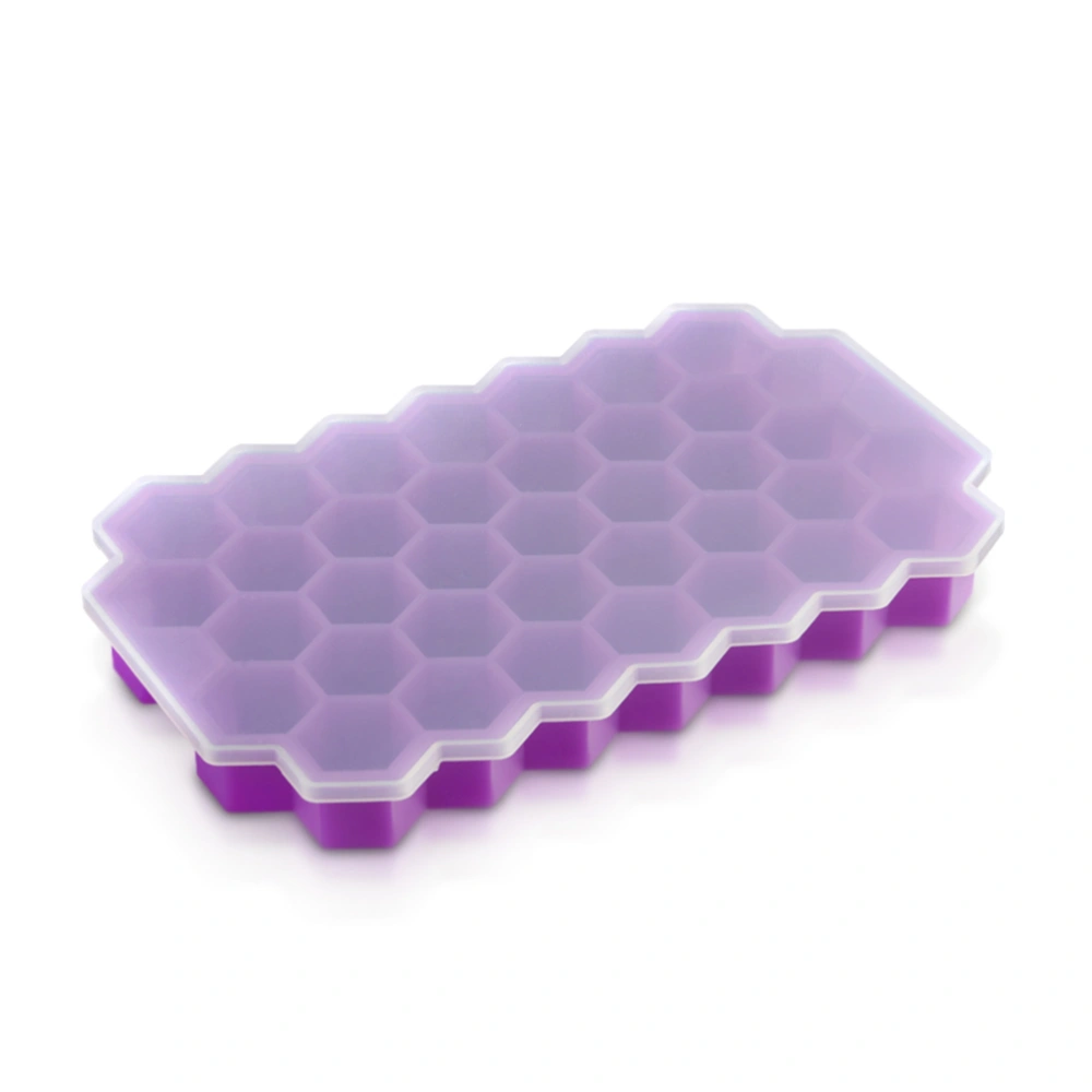 DIY Honeycomb Silicone Ice Lattice Mold with Cover Ice Cube Frozen Making Tool for Kitchen (Purple)