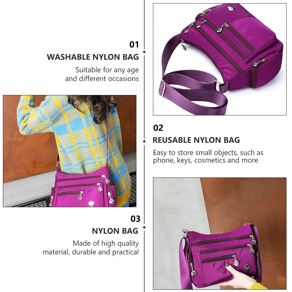 1pc Multi-layer Waterproof Nylon Cross-body Bag Single Shoulder Storage Bag