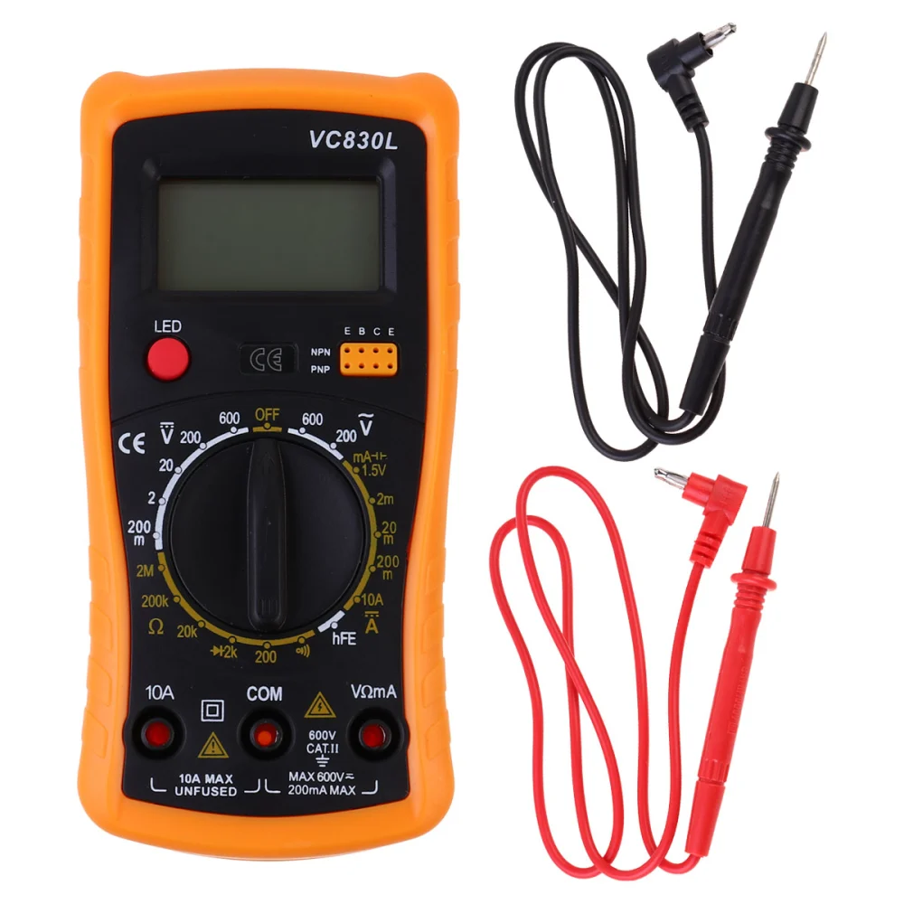 Hand-held Digital Multimeter Ammeter Voltmeter Digital Clamp Meter Ammeter Tester Yellow