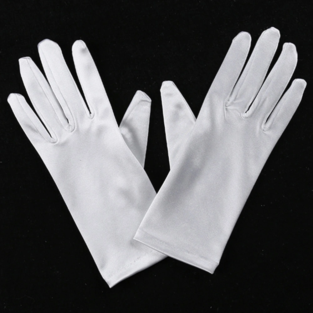 4 Pair Satin Gloves Elegant Mitten Flirting Gloves for Woman Girl Lady Jewelry Craft Business (White)