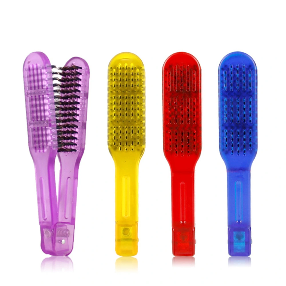 Women Hair Care Comb Hair Straightening Comb High Temperature Resistance Styling Tools Boar Bristle Double Sided Brush Comb Clamp (Yellow)