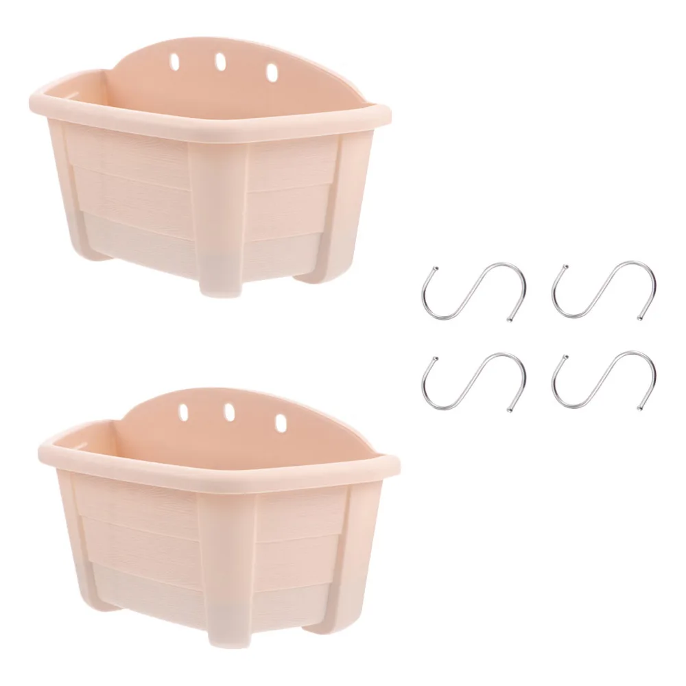 2pcs Hanging Flower Pot Decor Wall Hanging Flower Bucket Flowerpot with 4 Hooks