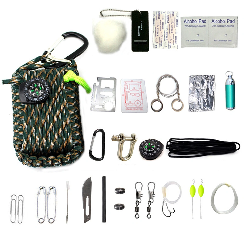 Emergency Survival Kit 29 in 1 Outdoor Survival Kit First Aid Tools Camping Gear (Camouflage)