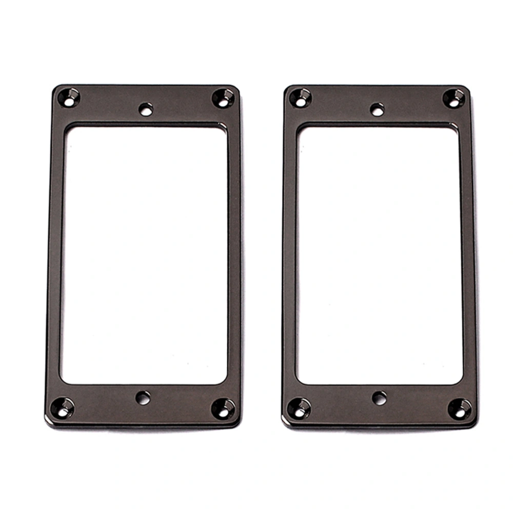 2pcs Flat Metal Humbucker Pickup Mounting Rings Frame Mounting Ring Flat Base Pickup Frame with Screws 92x46mm (Black)