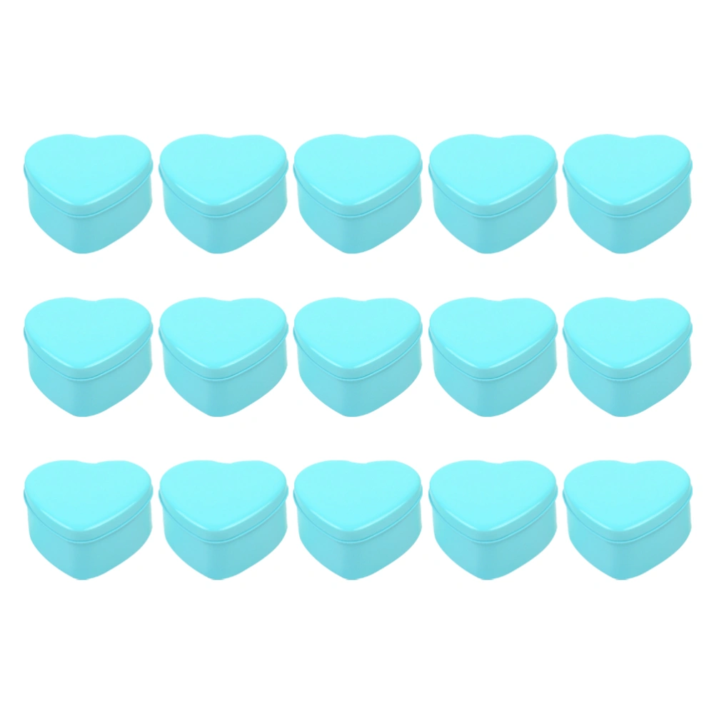 15pcs Heart Shaped Candy Box Creative Biscuits Box Portable Fashion Candy Case Storage Box for Party Wedding (Light Blue)