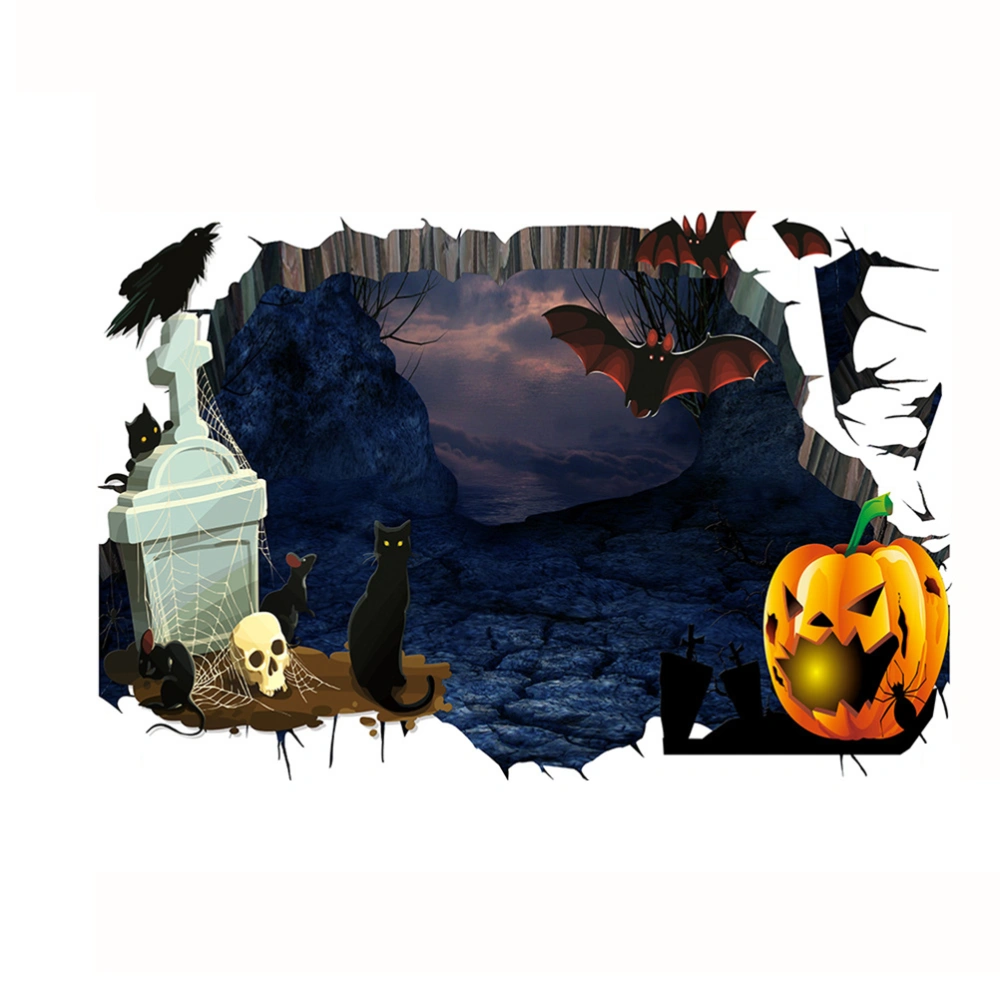 Halloween Graveyard Wall Stickers Creative 3D DIY Removable Wall Decoration Mural Decals for Home Bar Party Decoration