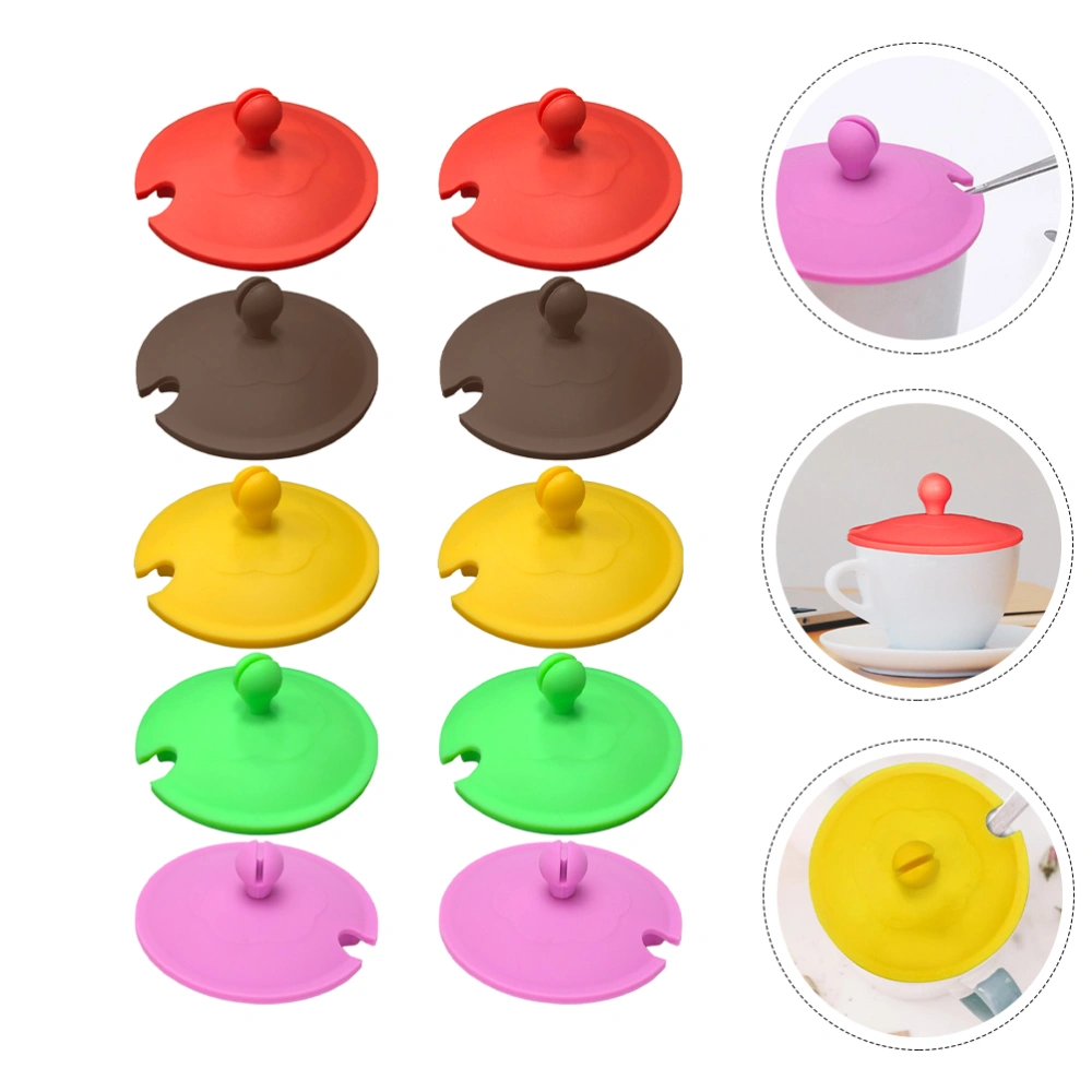 10pcs Silicone Dustproof Mug Covers Multi-function Cup Covers (Assorted Color)