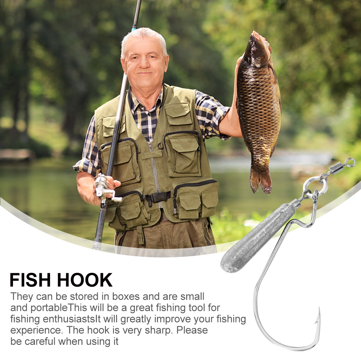 5 Pcs Fishing Lure Hook Crank Fishing Hooks Crank Hooks with Lead Weight