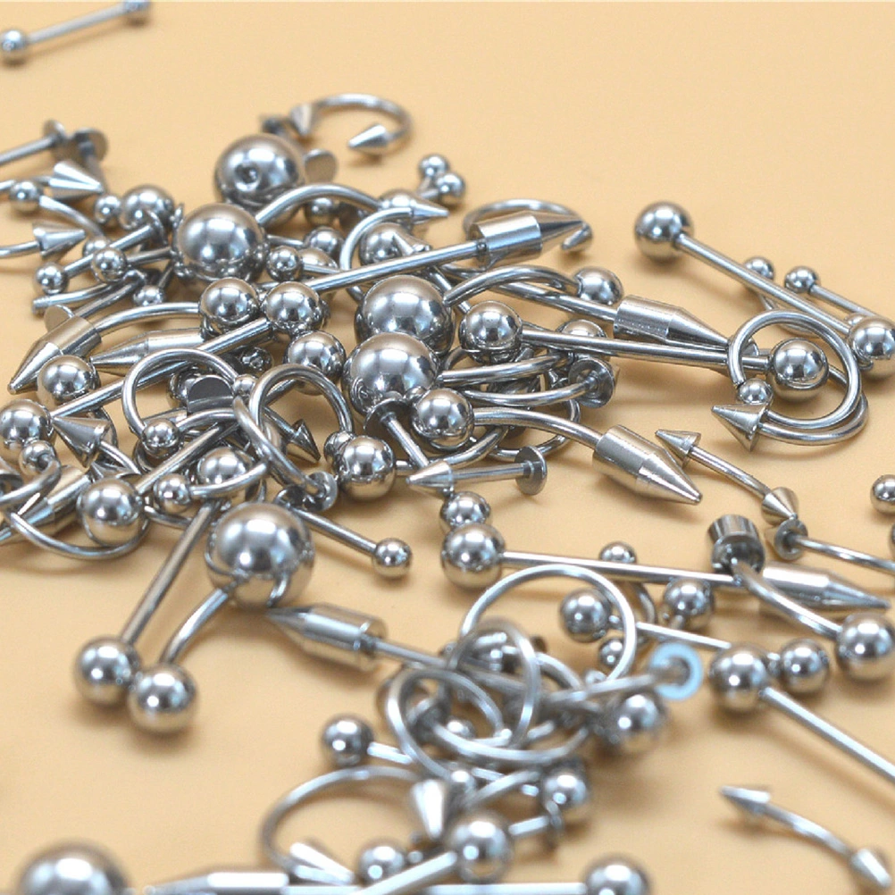 85pcs Puncture Jewelry Stainless Steel Tongue Lips Eyebrows Nails Navel Ring Mix Set Nose Ring Piercing Body Jewelry Nose Hoops Decor (Silver)