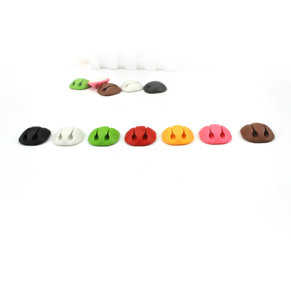 12pcs Colorful Desktop Cable Clip Organizer 2-Slot Table Cord Management for Charge Wire (Mixed Color)