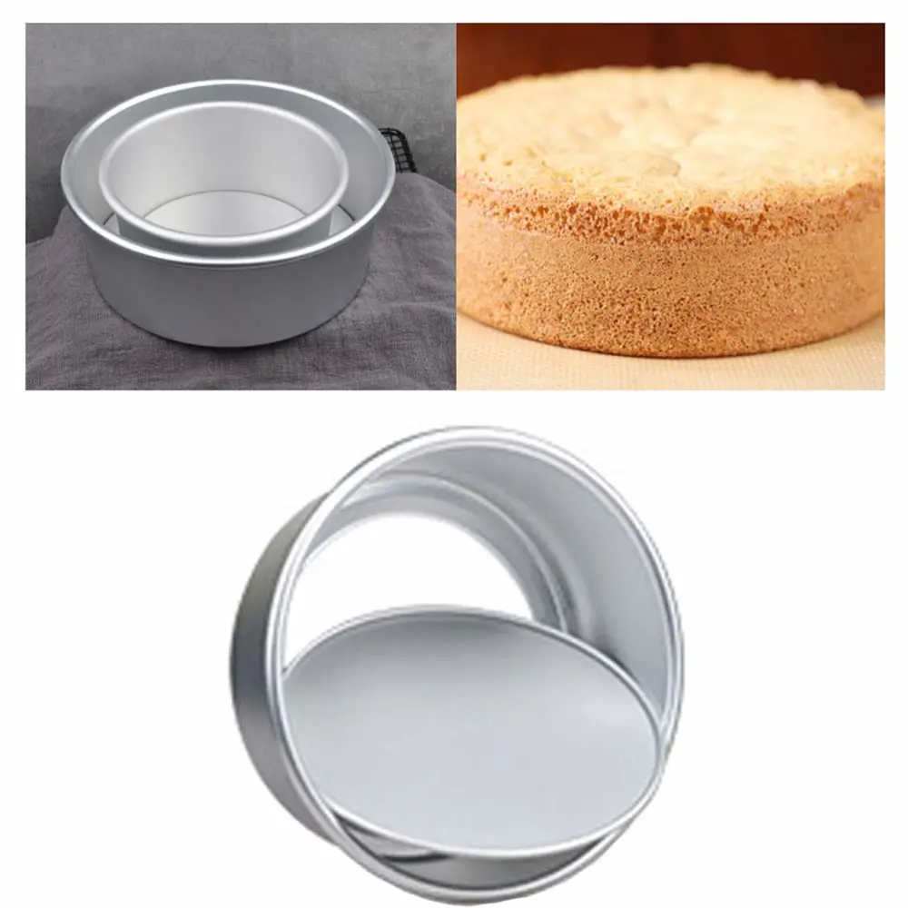 Aluminum Alloy Round Bottom Cake Mold Anode Live Bottom Pie Pan Mini Cake Baking Tray Non-stick Cake Tools (14x5cm)