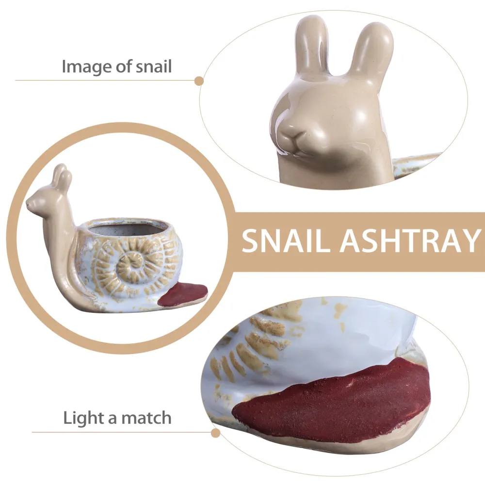 1Pc Ceramics Snail Ashtray Practical Office Ashtray Cigarette Butt Container