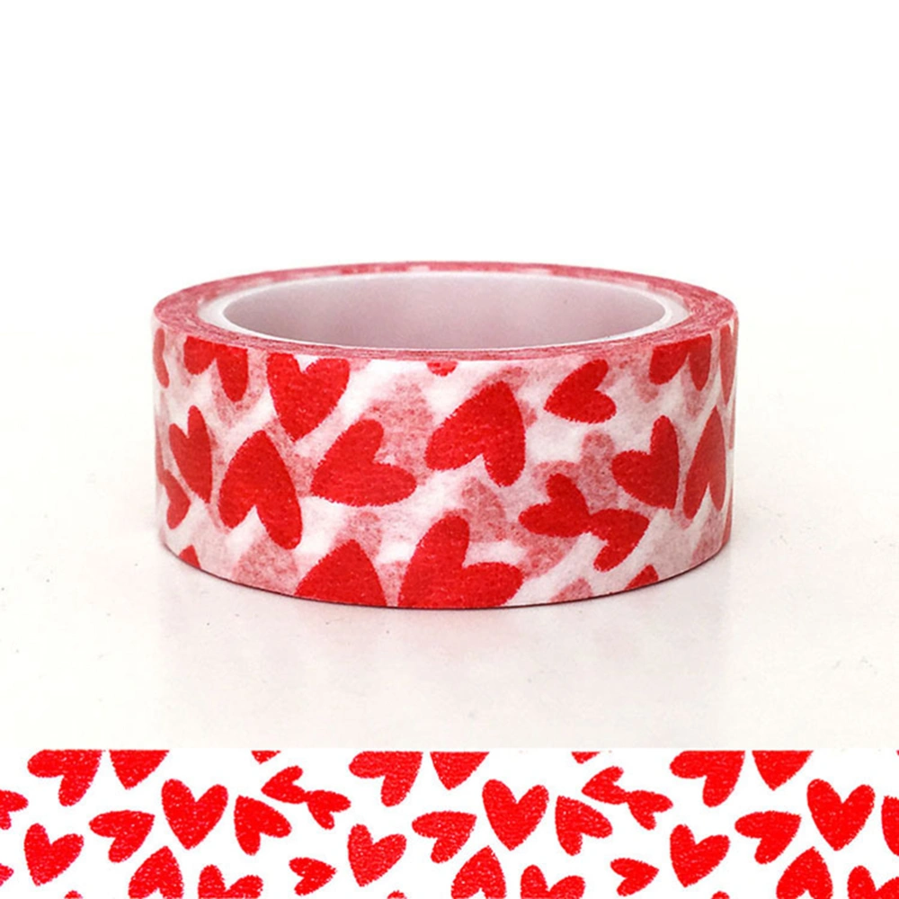 5 Rolls Red Love Pattern Tape DIY Decorative Paper Craft Tape Adhesive Tape for Valentine's Day (Red Love Heart)