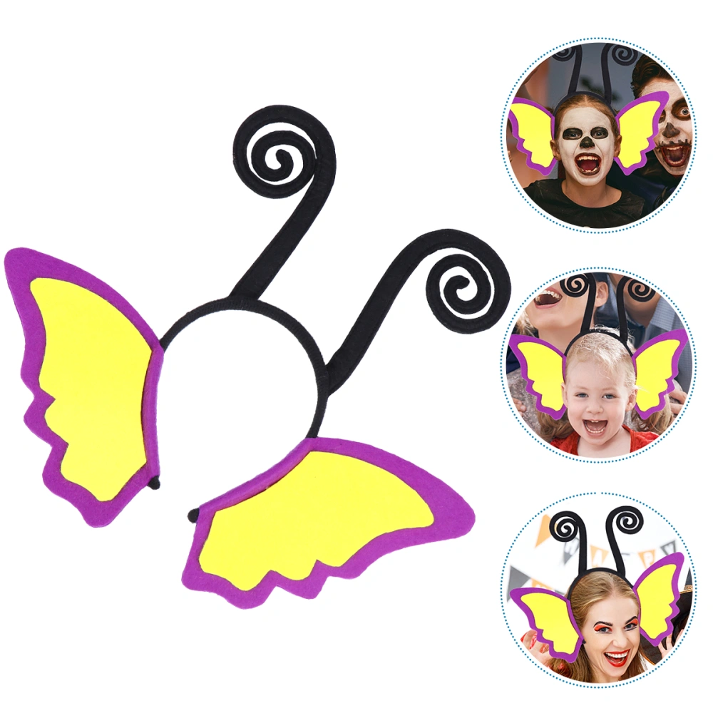 1pc Funny Halloween Party Hair Antenna Headband Costume Hair Band for Halloween Parties（Yellow+ Purple)