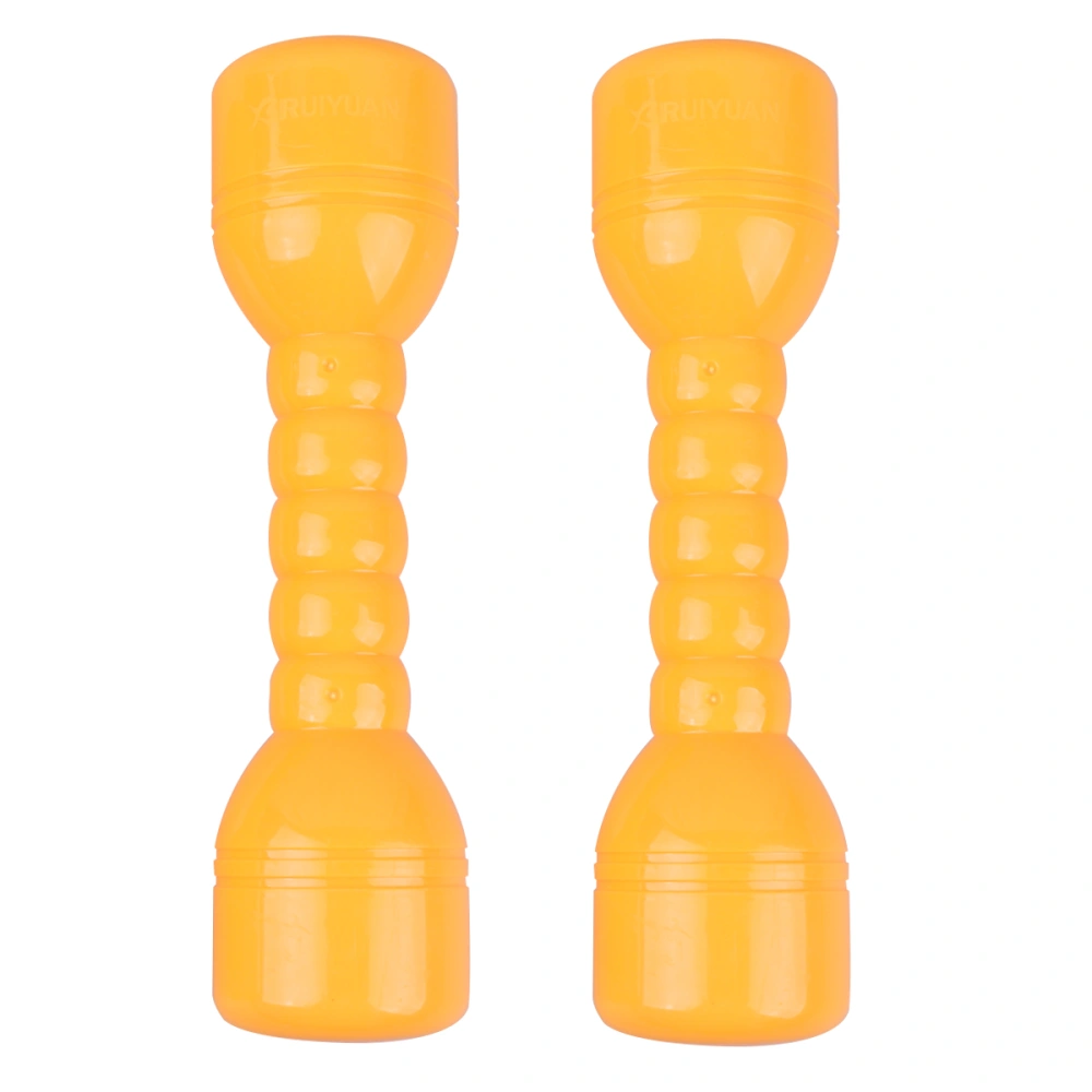 1 Pair of Plastic Dumbbells Ergonomic Children Morning Exercise Barbells Hand Bar for Kindergarten (Type B Yellow, Phonic)