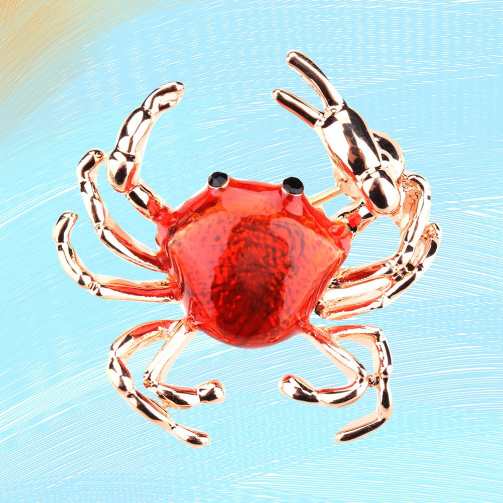 Oil Drop Little Crab Shell Animal Brooch Alloy Brooch for Scarf Banquet Decoration Jewelry Gift (Red)
