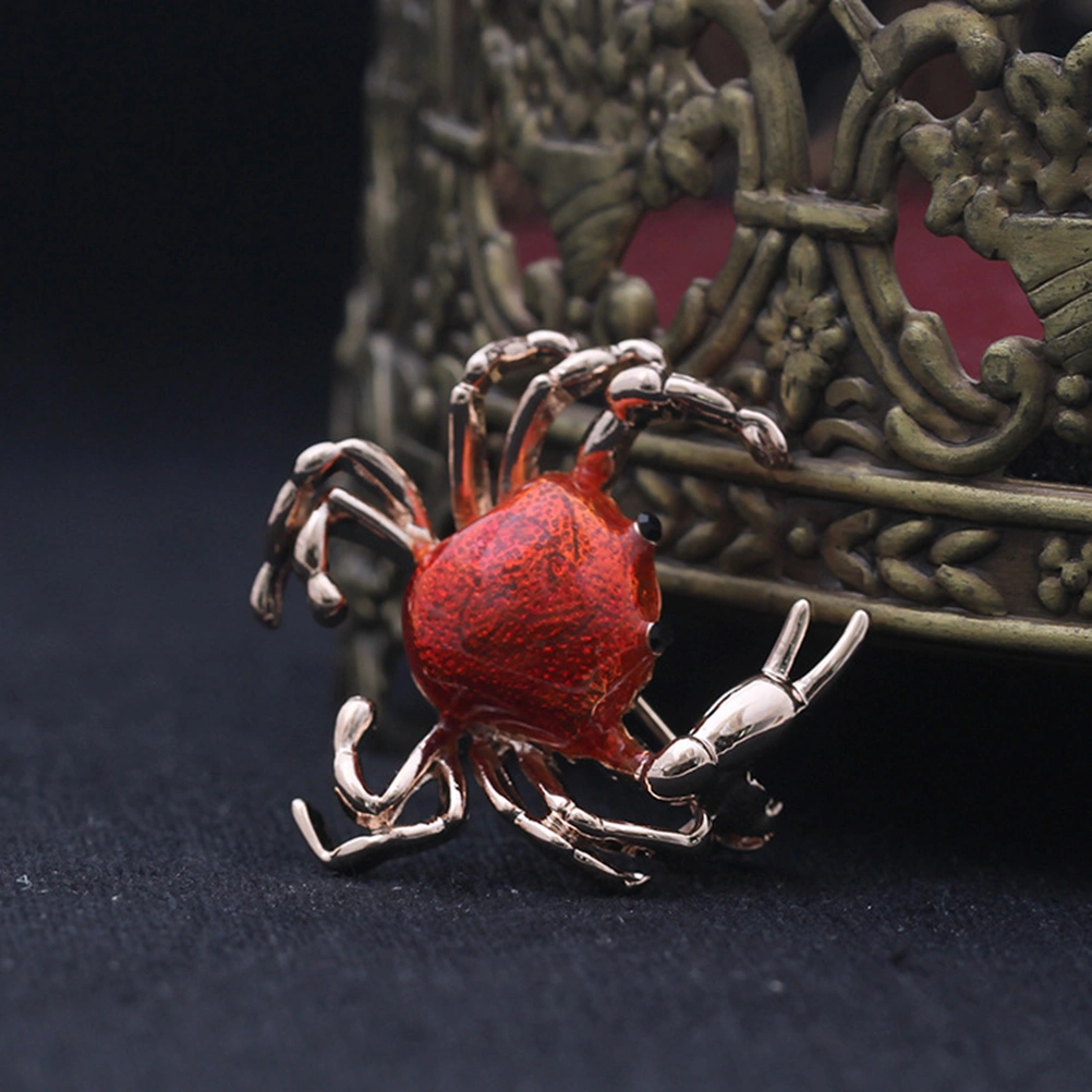 Oil Drop Little Crab Shell Animal Brooch Alloy Brooch for Scarf Banquet Decoration Jewelry Gift (Red)