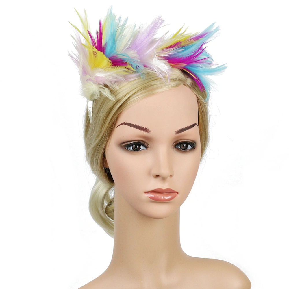 Feather Hair Creative Performance Hair Accessories Bridal Elegant Headdress Photo Prop (Light Rainbow Color)