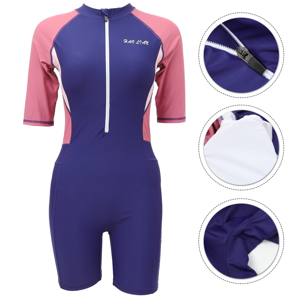 Short-Sleeved One-Piece Clothing Wetsuit Surf Sun Protection  Women Diving Jumpsuit Suit for Diving Snorkeling Swimming Size L